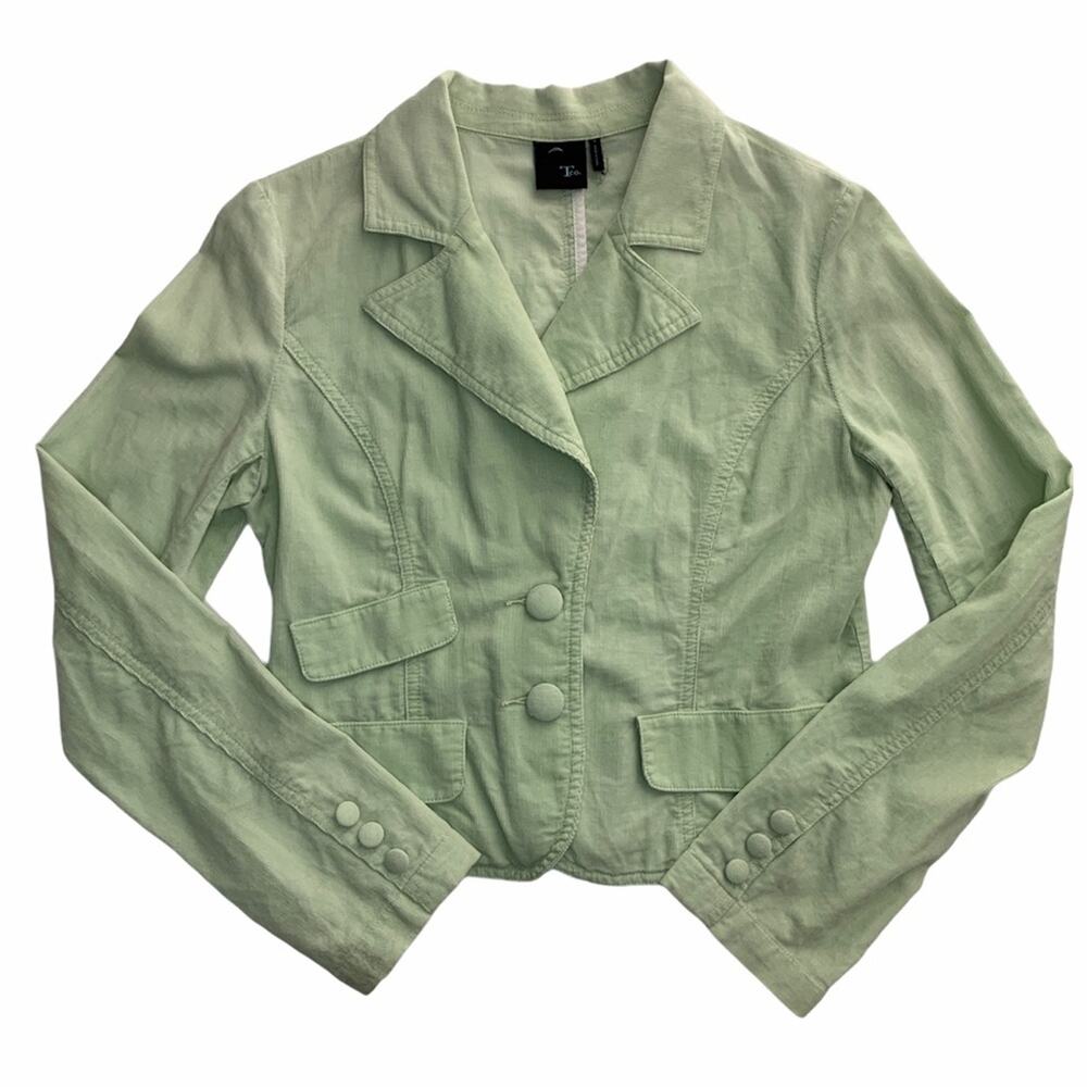 TCO Spring Green Corduroy Long Sleeve Button Down Lightweight Blazer Small